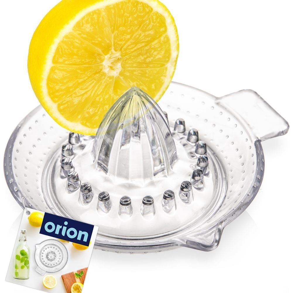 Citrus press with handle and spout for easy juicing