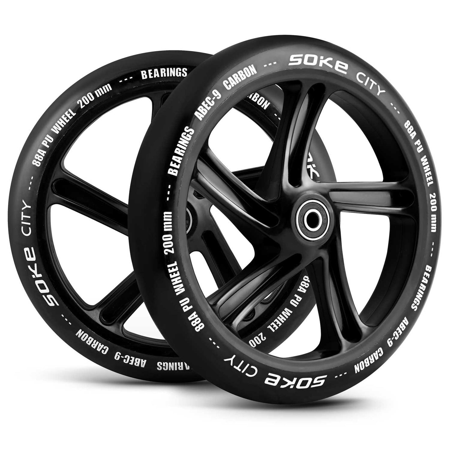 City scooter wheels 200 mm Black 2-pack