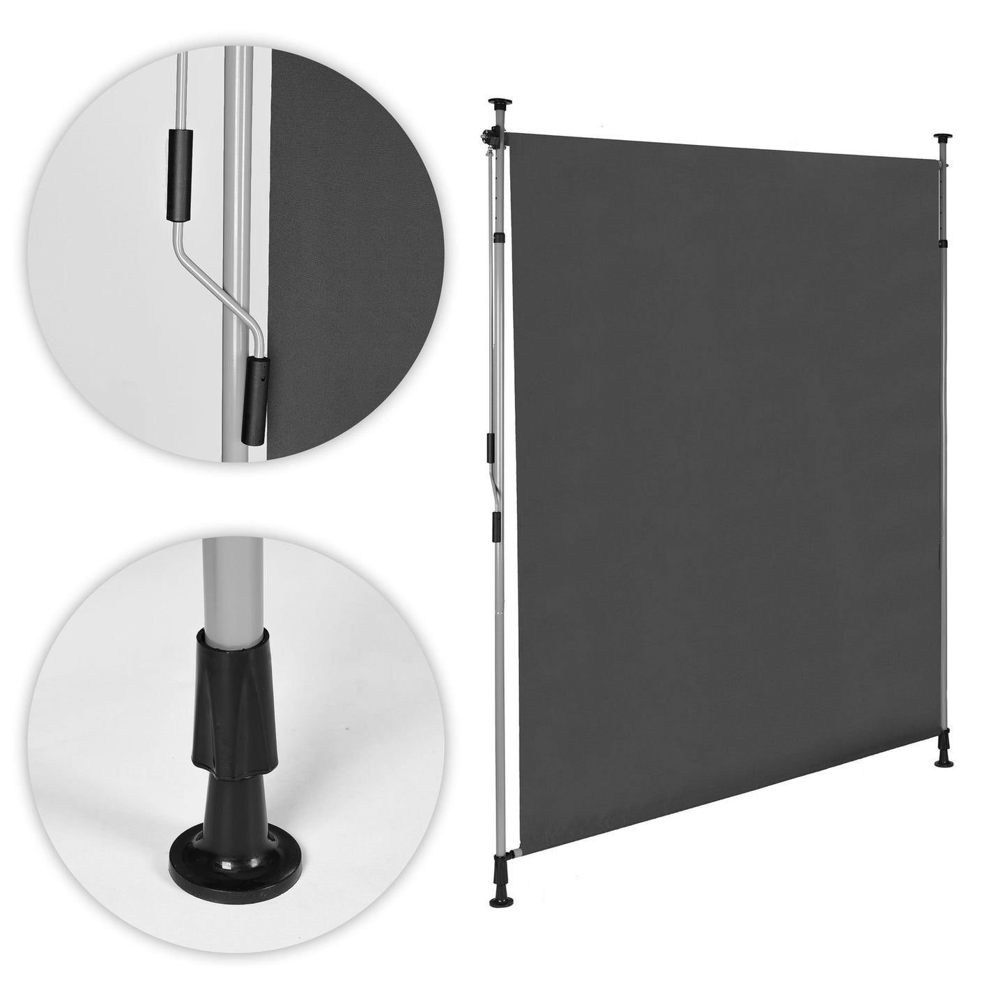 Clamp-On Retractable Awning with Crank, Height Adjustable, Anthracite MultiGarden