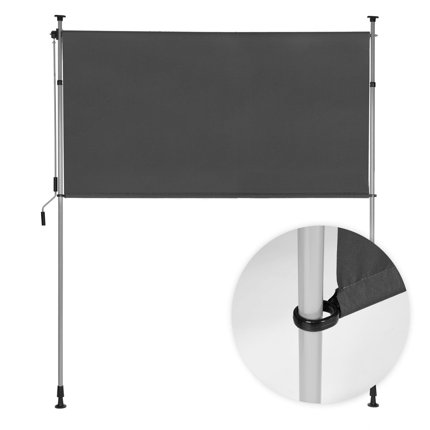 Clamp-On Retractable Awning with Crank, Height Adjustable, Anthracite MultiGarden