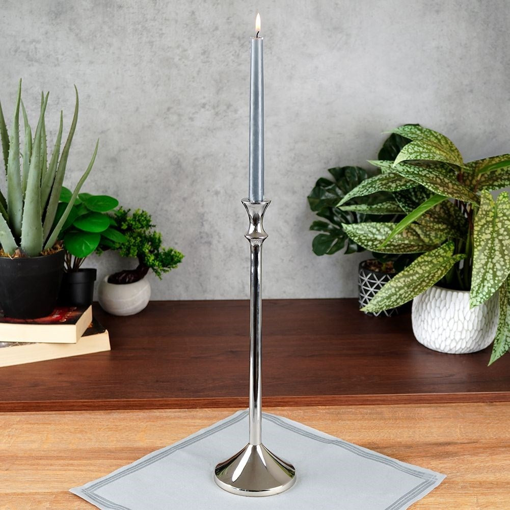 Classic Aluminum Candlestick in Silver for Long Light