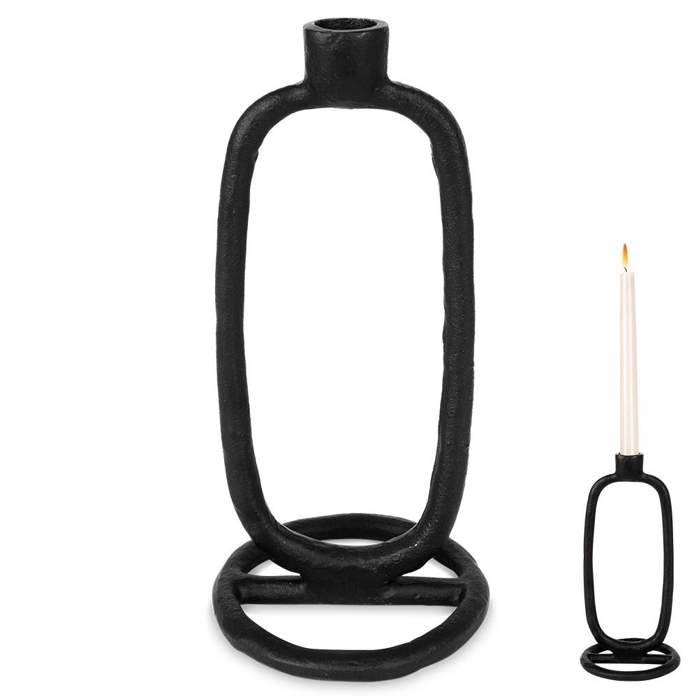 Classic Black Candlestick in Aluminum for Long Candles
