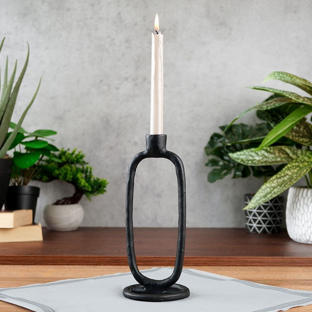 Classic Black Candlestick in Aluminum for Long Candles