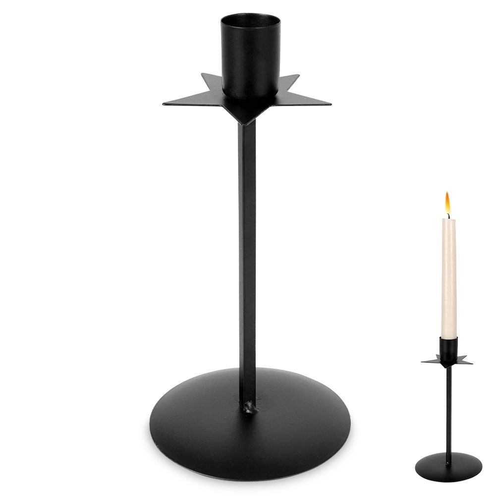 Classic Black Candlestick with Decorative Star