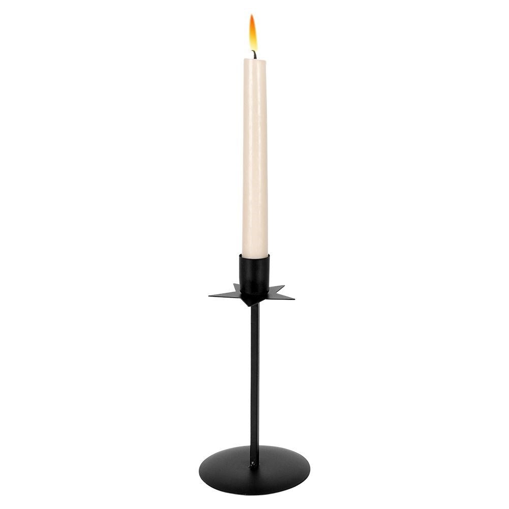 Classic Black Candlestick with Decorative Star