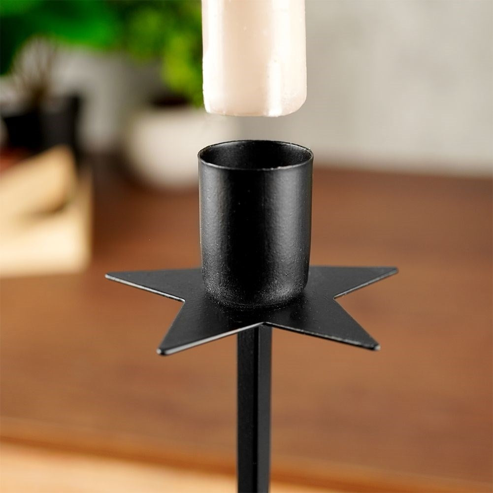 Classic Black Candlestick with Decorative Star