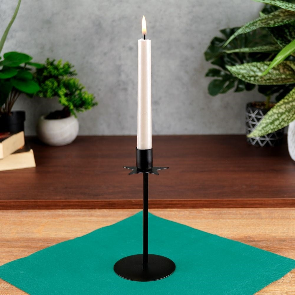 Classic Black Candlestick with Decorative Star