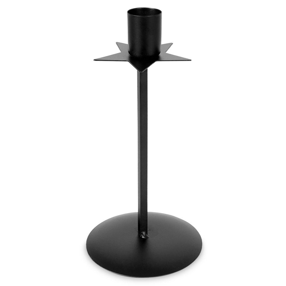 Classic Black Candlestick with Decorative Star