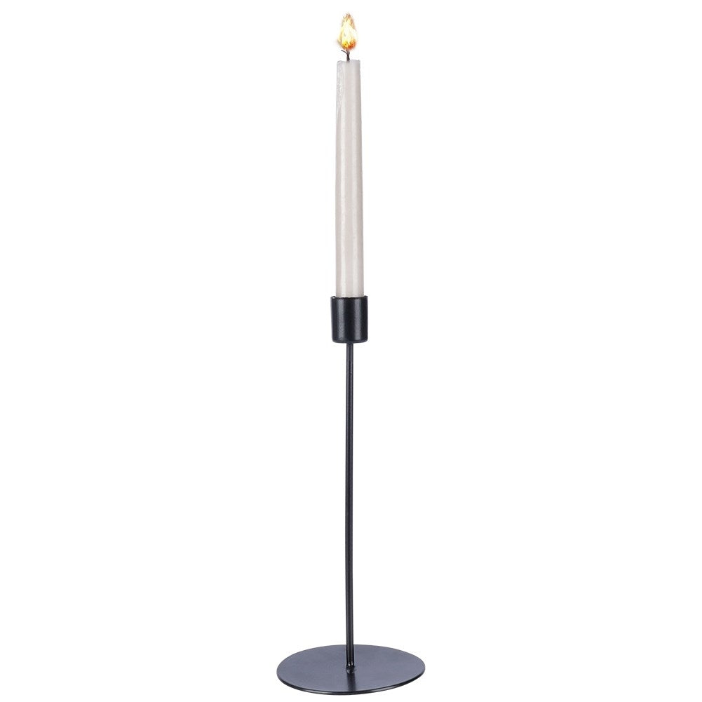 Classic Black Metal Candle Holder for Long Candles