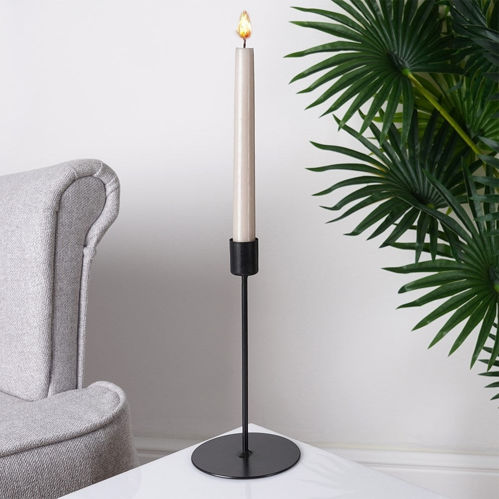 Classic Black Metal Candlestick for Long Light