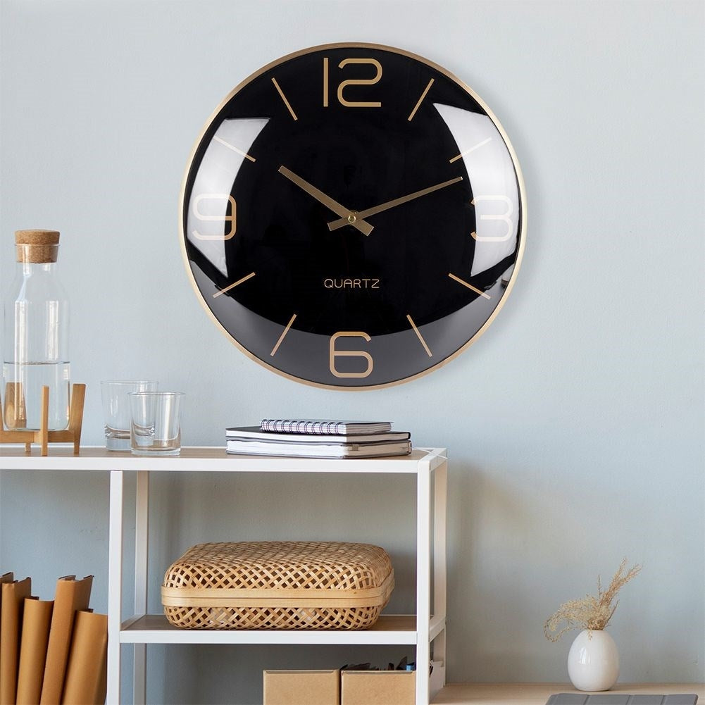 Classic Black Wall Clock 30 cm with Gold Hands