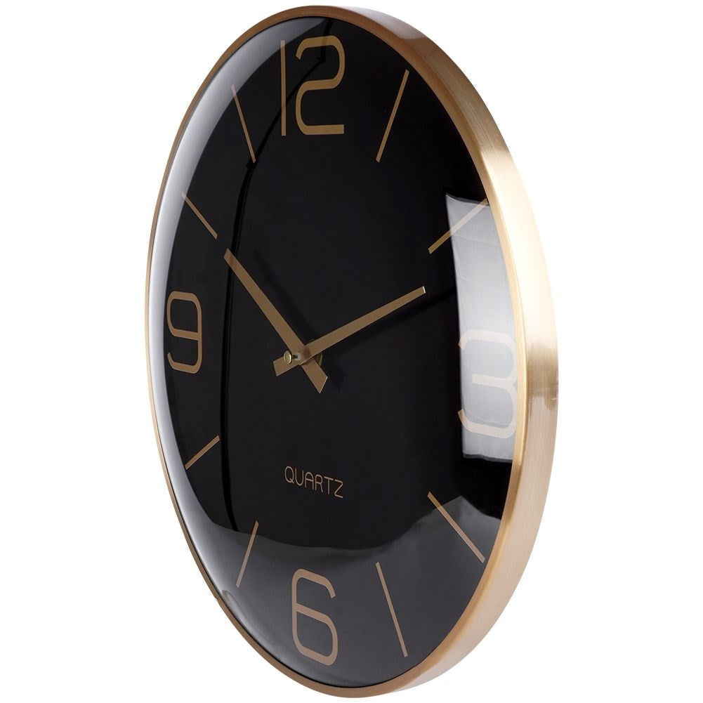 Classic Black Wall Clock 30 cm with Gold Hands