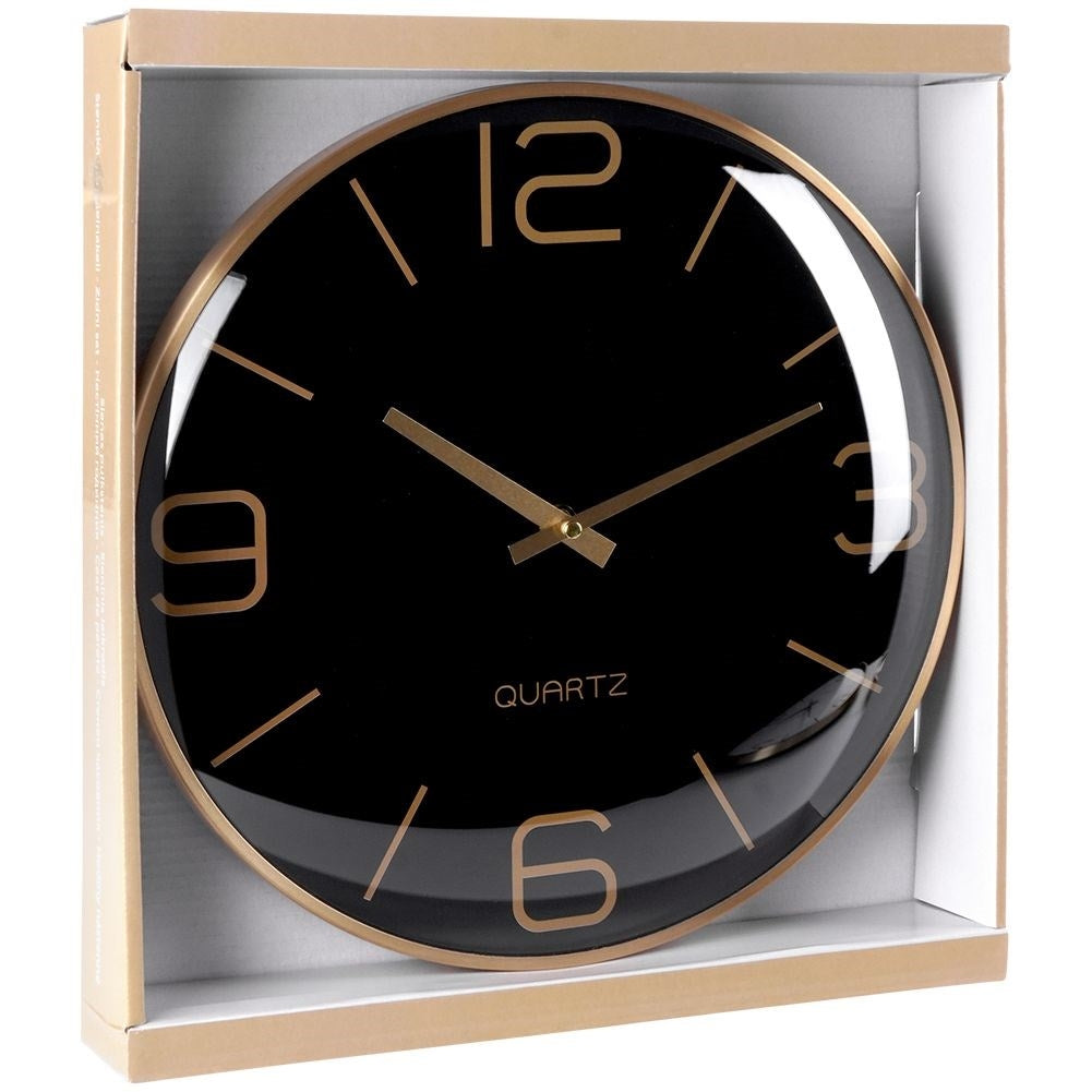 Classic Black Wall Clock 30 cm with Gold Hands