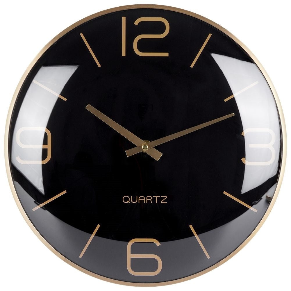 Classic Black Wall Clock 30 cm with Gold Hands