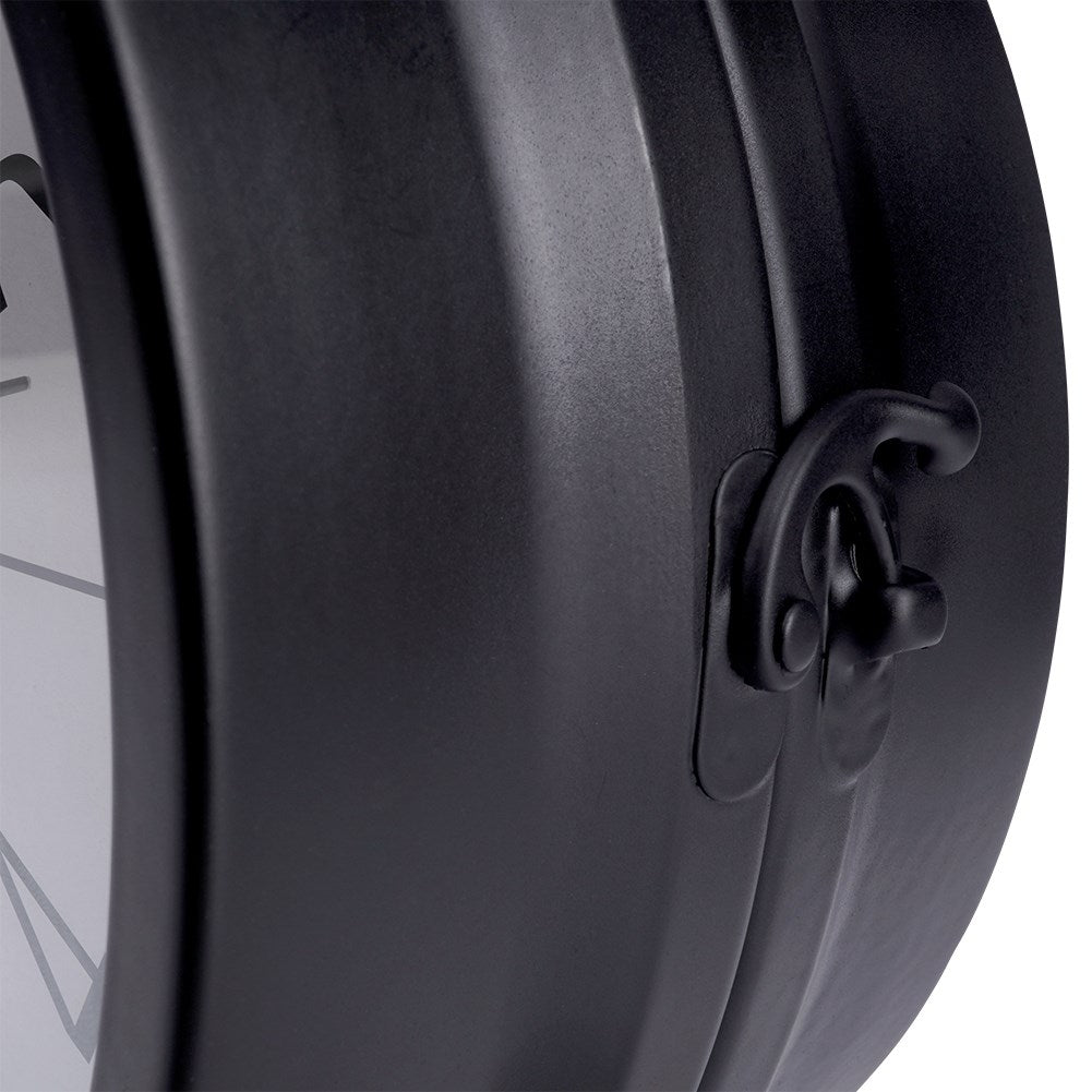Classic Double Sided ClockThis elegant double-sided watch has a white dial with black hands and numbers. The clock is very easy to read and is perfect for both home and office.