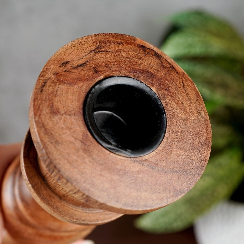 Classic acacia wood candle holder for long candles, minimalist design