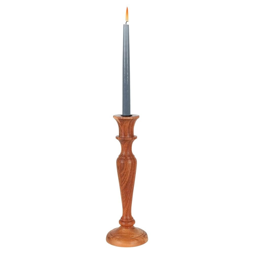 Classic acacia wood candle holder for long candles, minimalist design