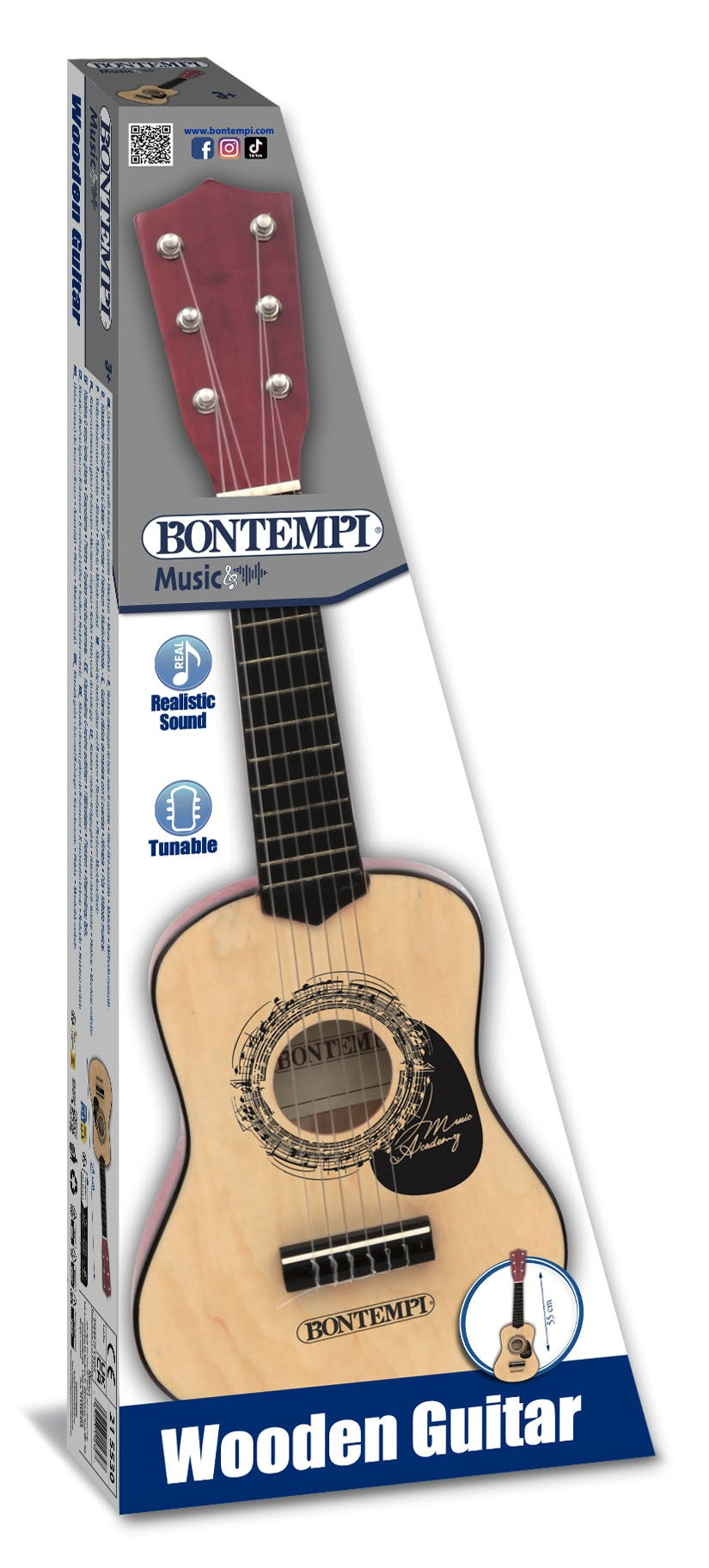 Classical Wooden Guitar for Kids, 55 cm, with Plectrum