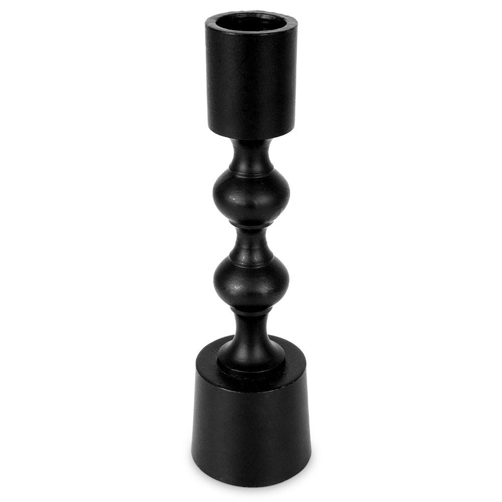 Classic black candle holder for long candles in aluminium