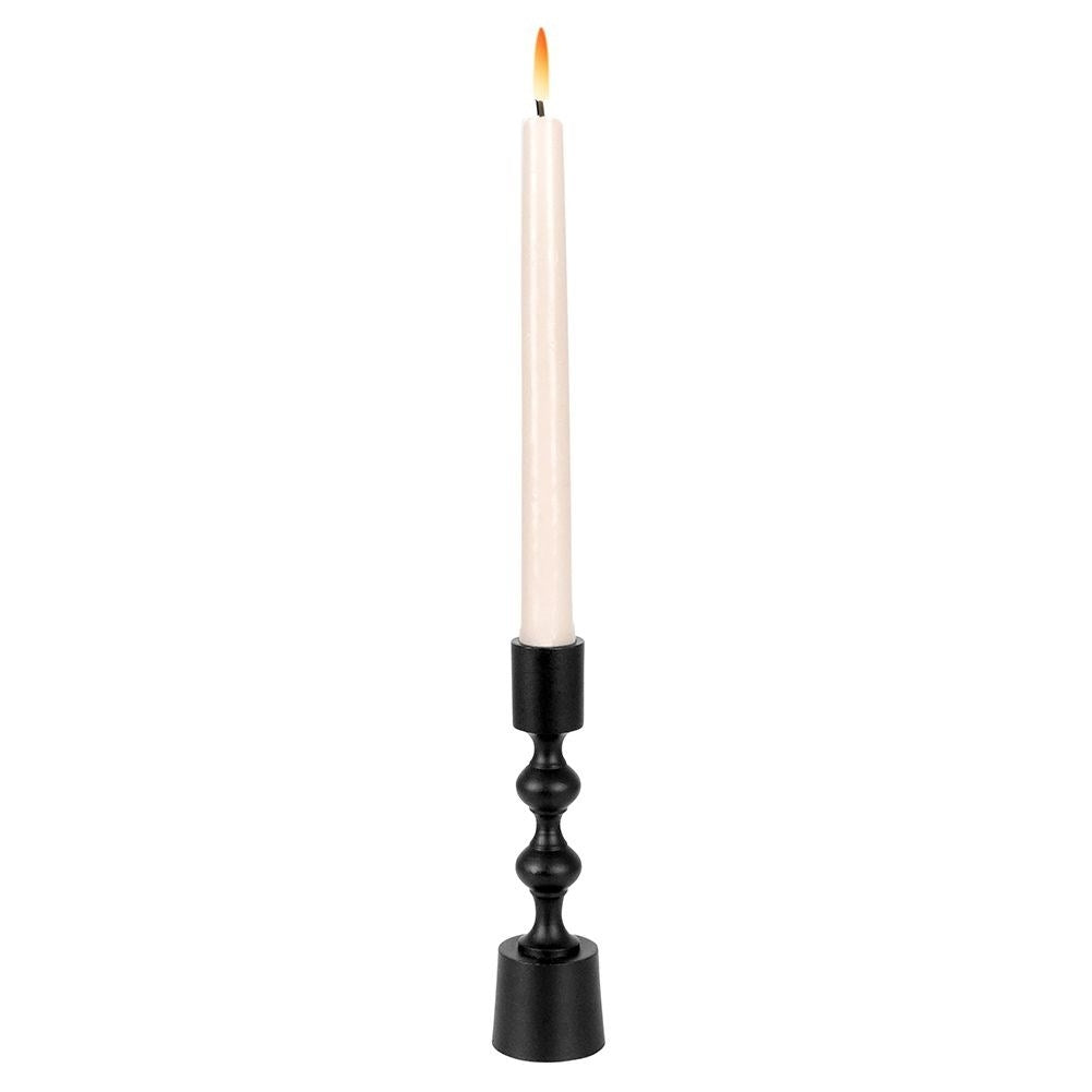 Classic black candle holder for long candles in aluminium