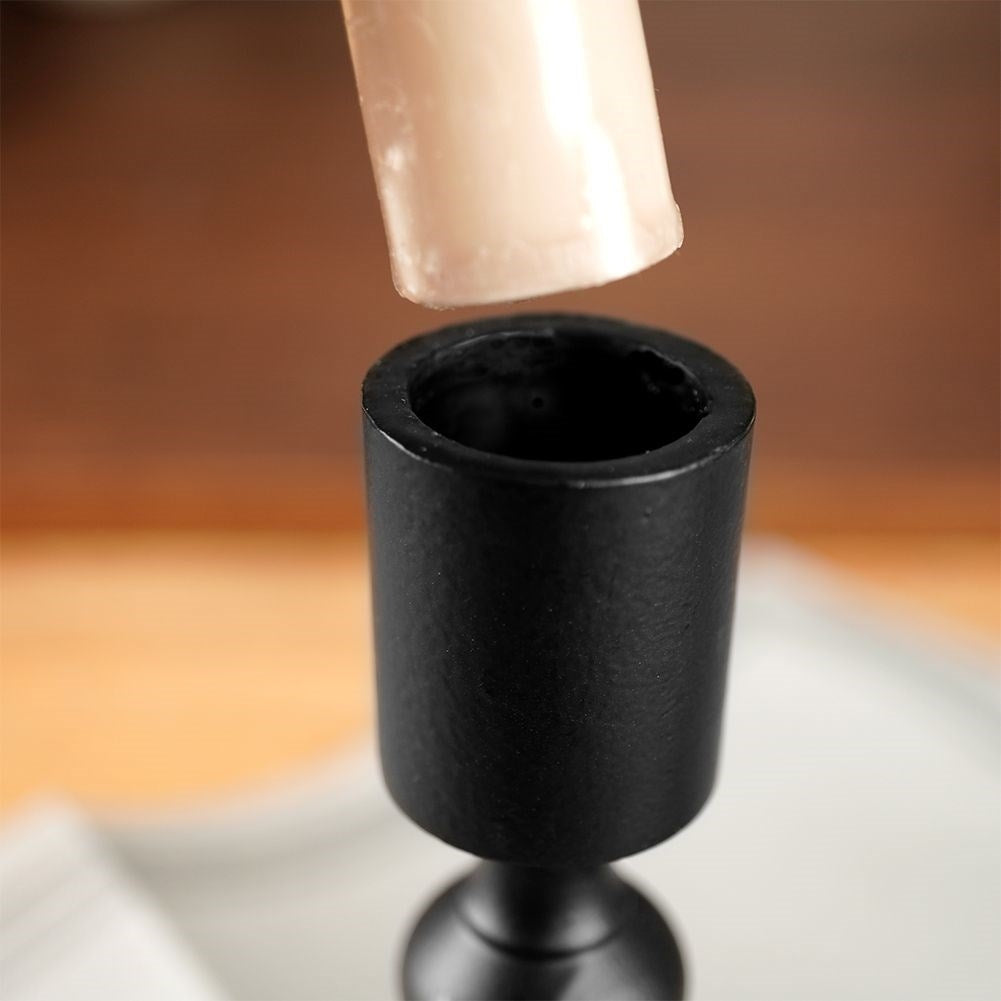 Classic black candle holder for long candles in aluminium