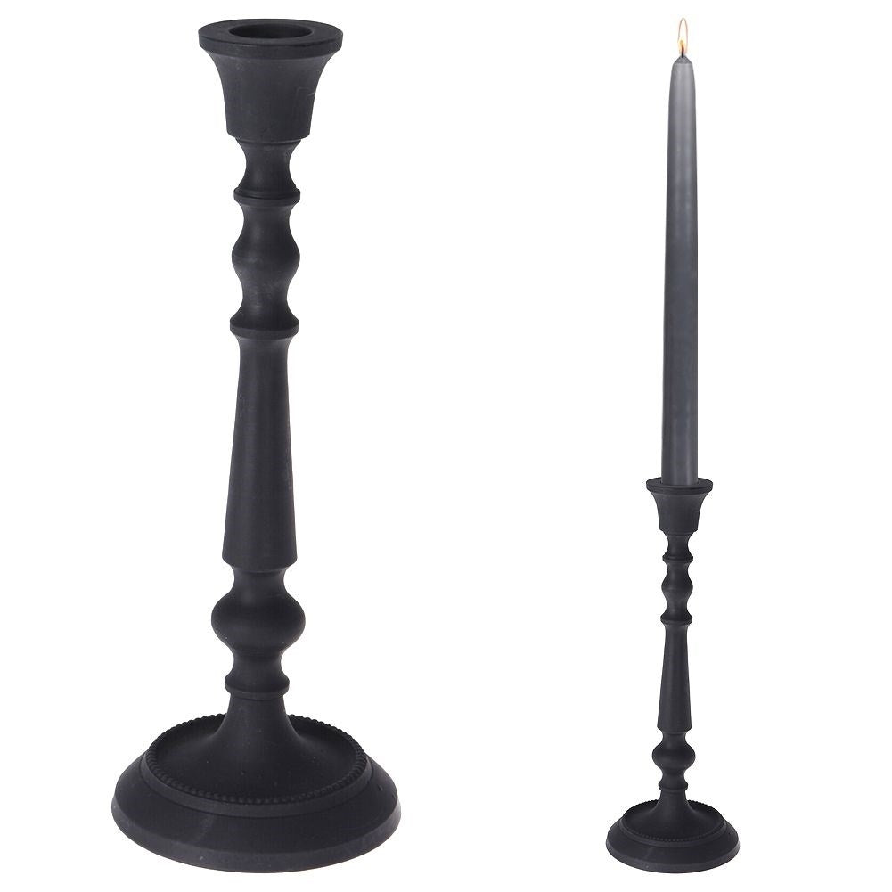 Classic black candlestick in aluminum for long candles