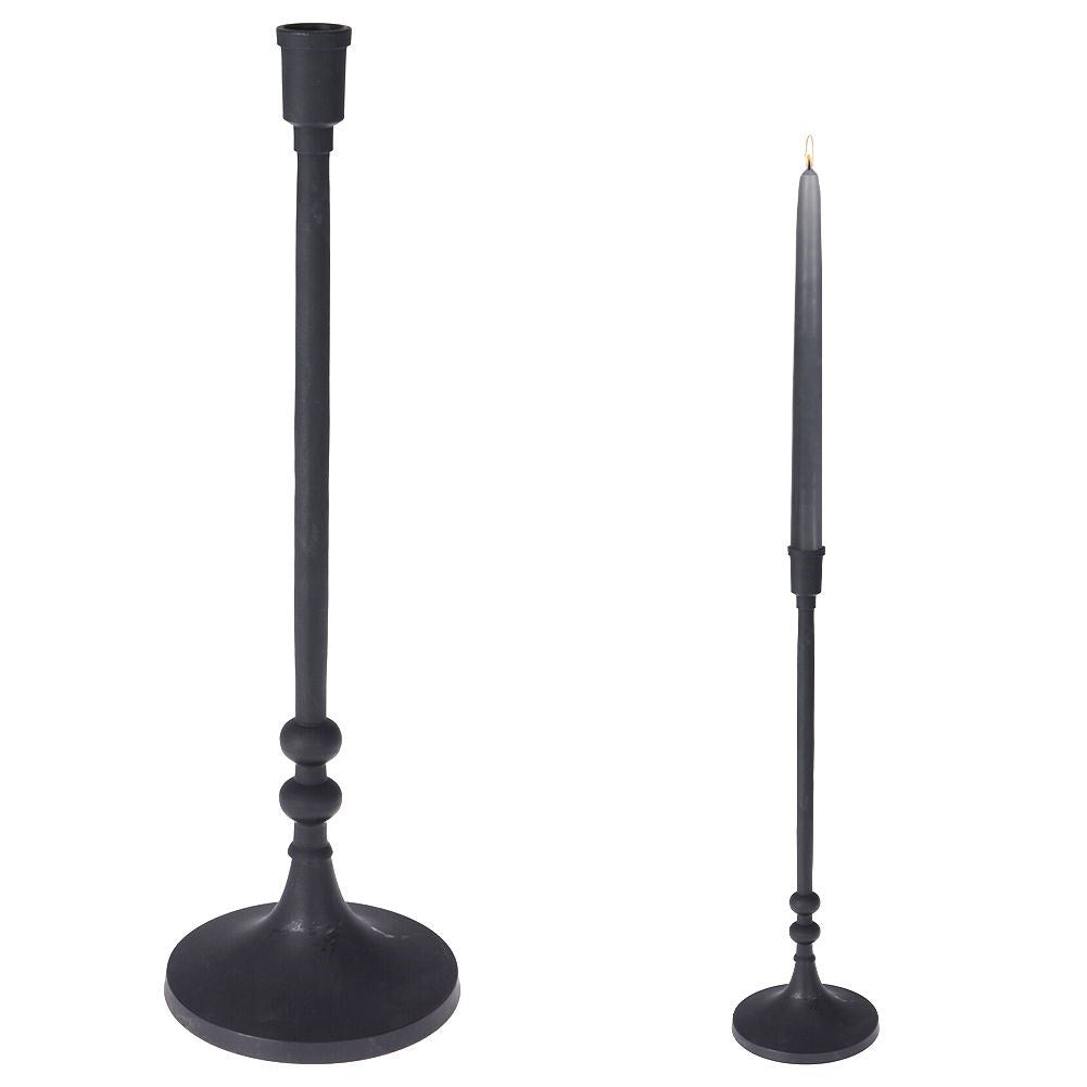 Classic black candlestick in aluminum for long candles
