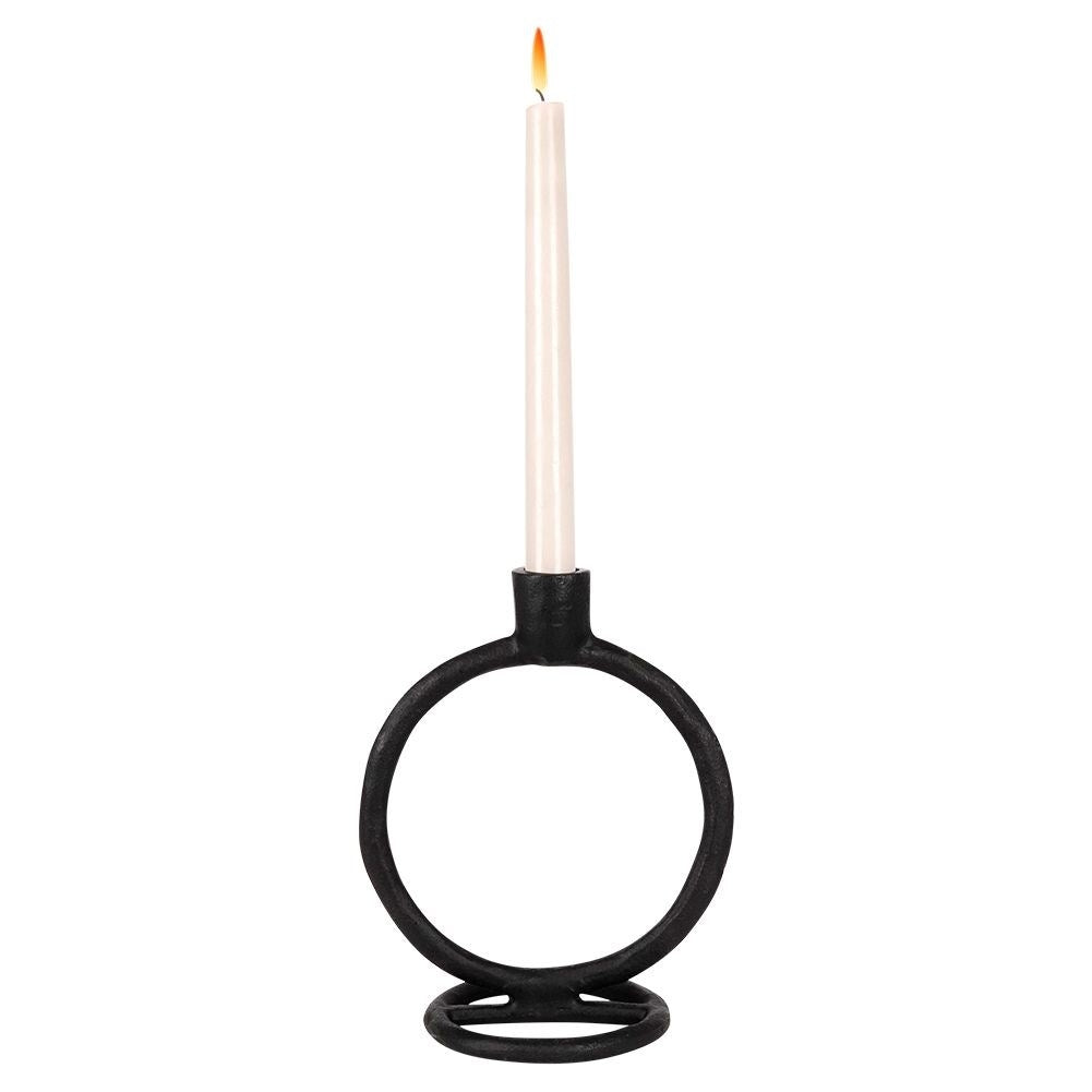 Classic black candlestick in aluminum for long candles