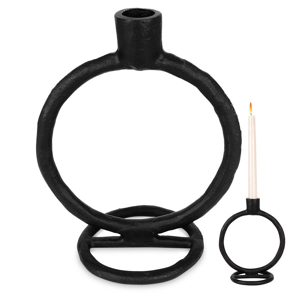 Classic black candlestick in aluminum for long candles