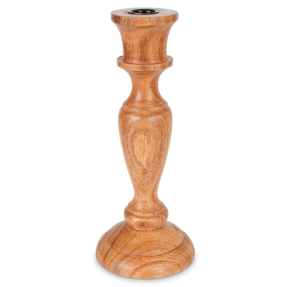 Classic candle holder in acacia wood for long candles