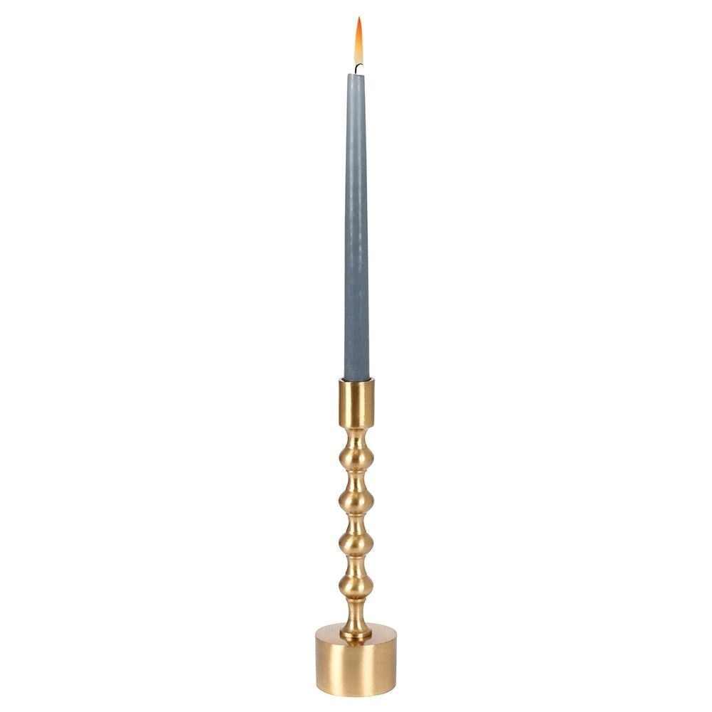 Classic candle holder in aluminum with a golden hue