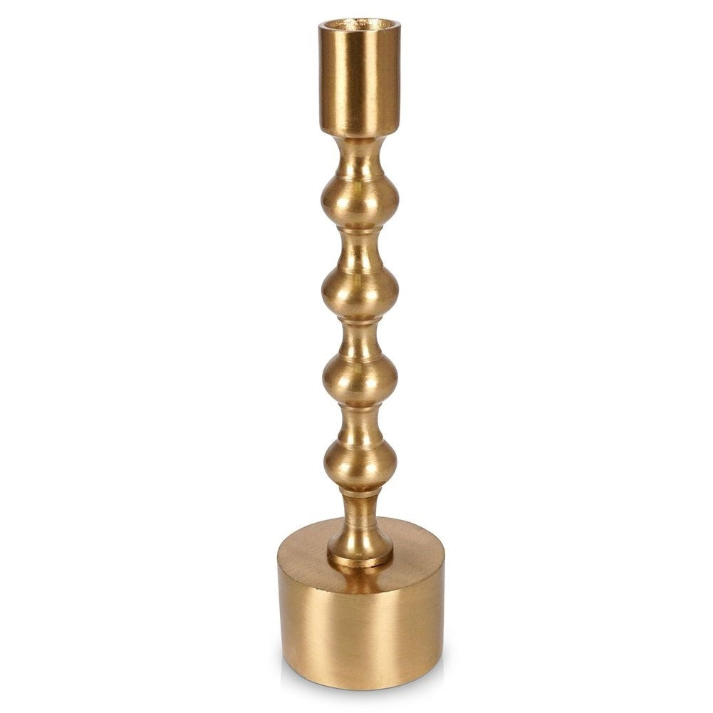 Classic candle holder in aluminum with a golden hue
