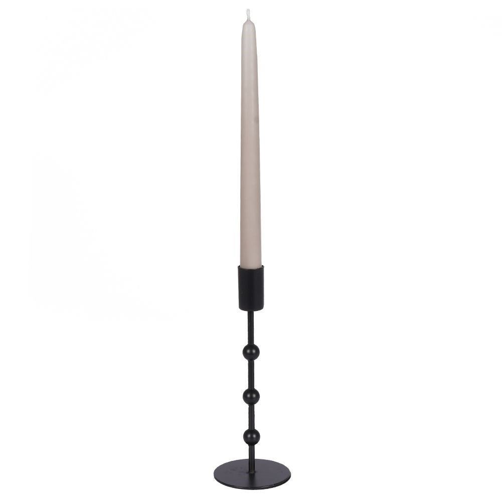 Classic candlestick in black metal for long narrow candles