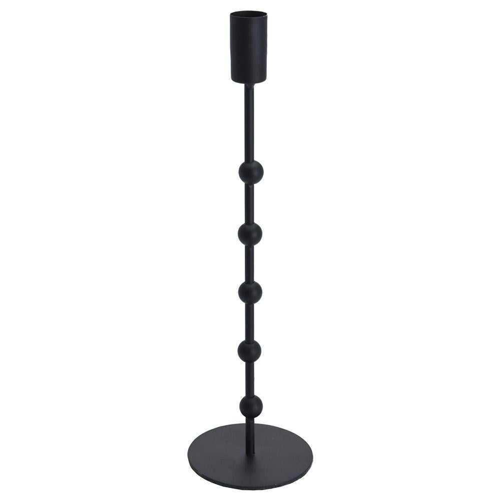 Classic candlestick in black metal for long narrow candles