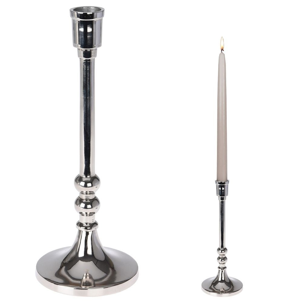 Classic, elegant aluminum candle holder in silver color