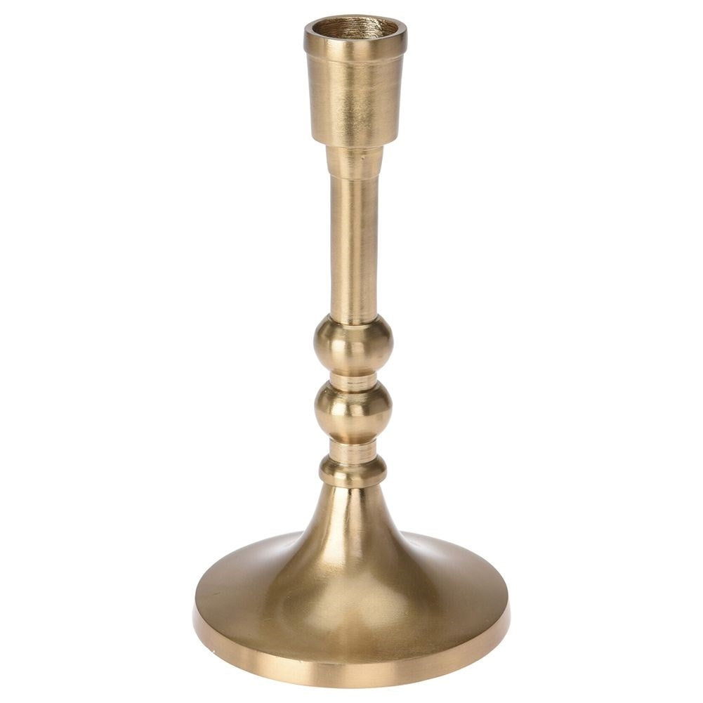 Classic golden candlestick for long candles in aluminium