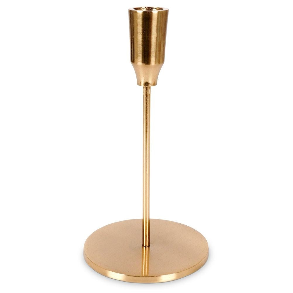 Classic golden candlestick in aluminum for long candles