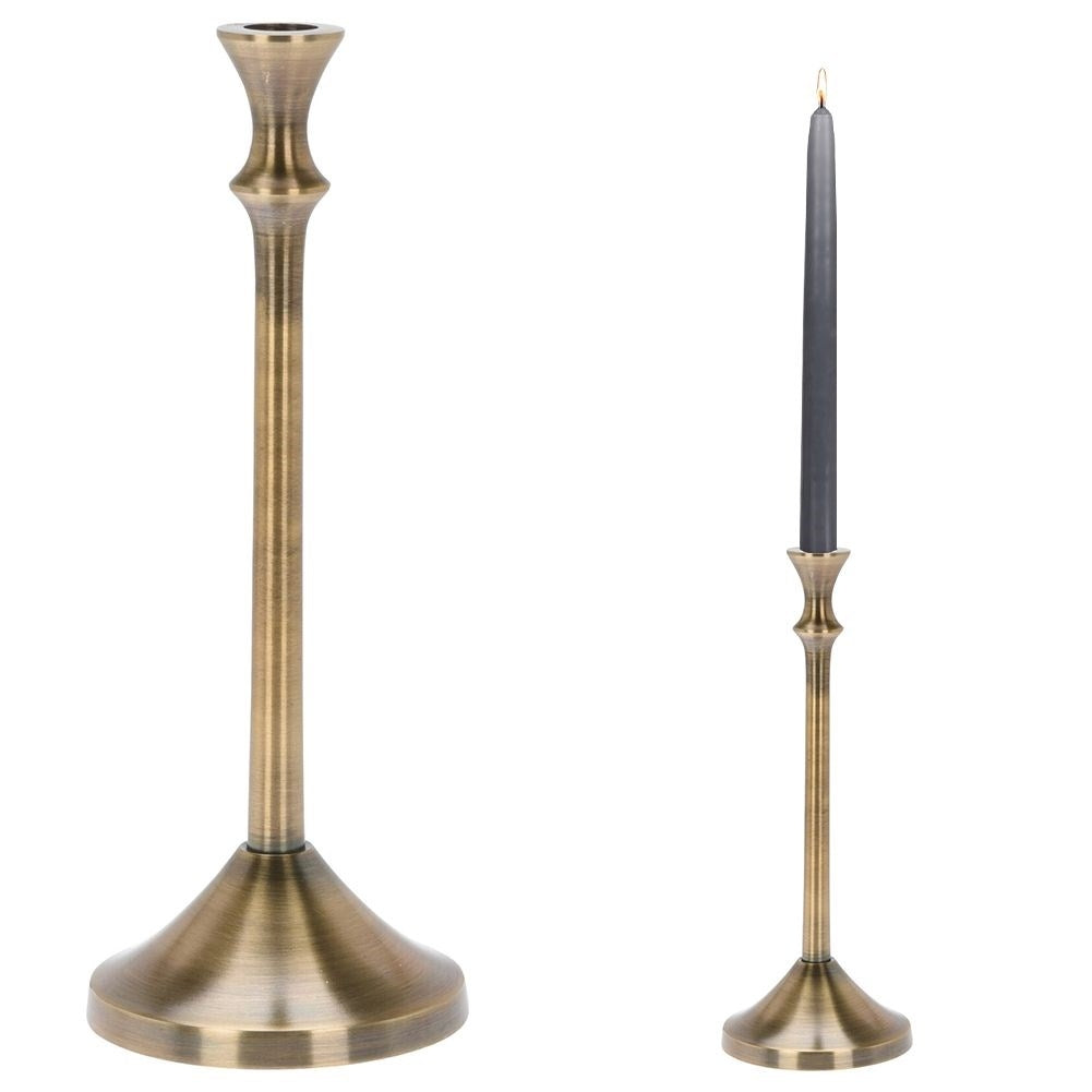 Classic golden candlestick in aluminum for long candles
