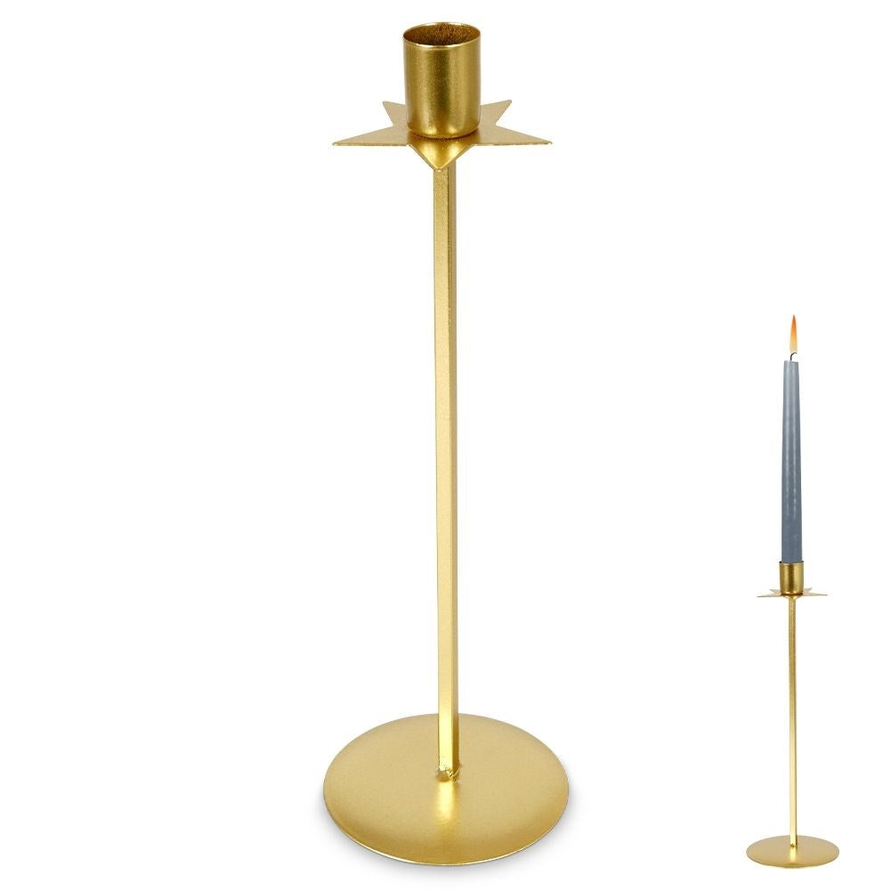Classic golden candlestick with decorative star