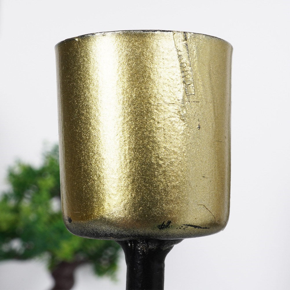 Classic metal candle holder for long candles - gold & black