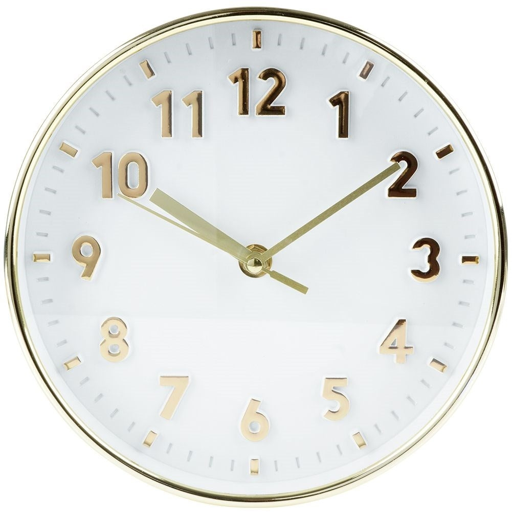 Classic wall clock 20 cm with clear gold numbers