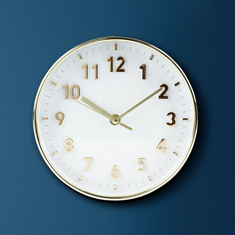 Classic wall clock 20 cm with clear gold numbers