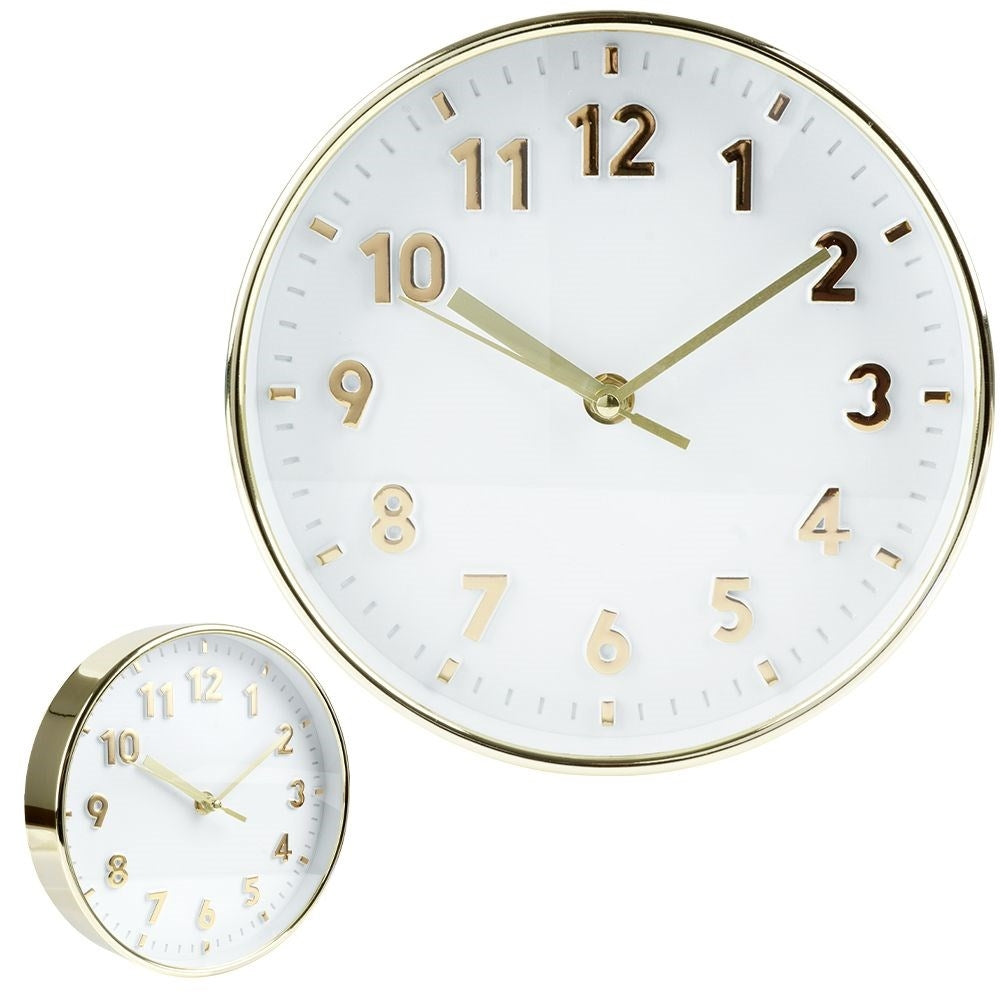 Classic wall clock 20 cm with clear gold numbers