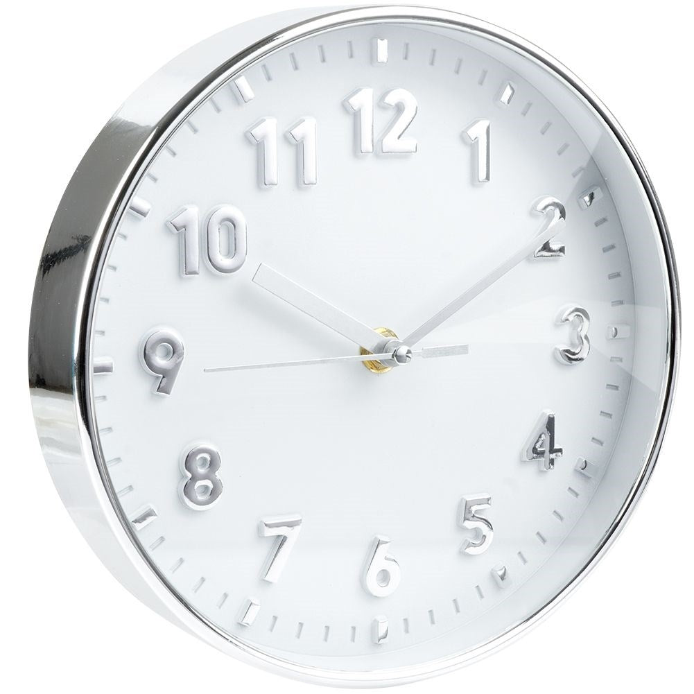 Classic wall clock 20 cm with clear silver numbers