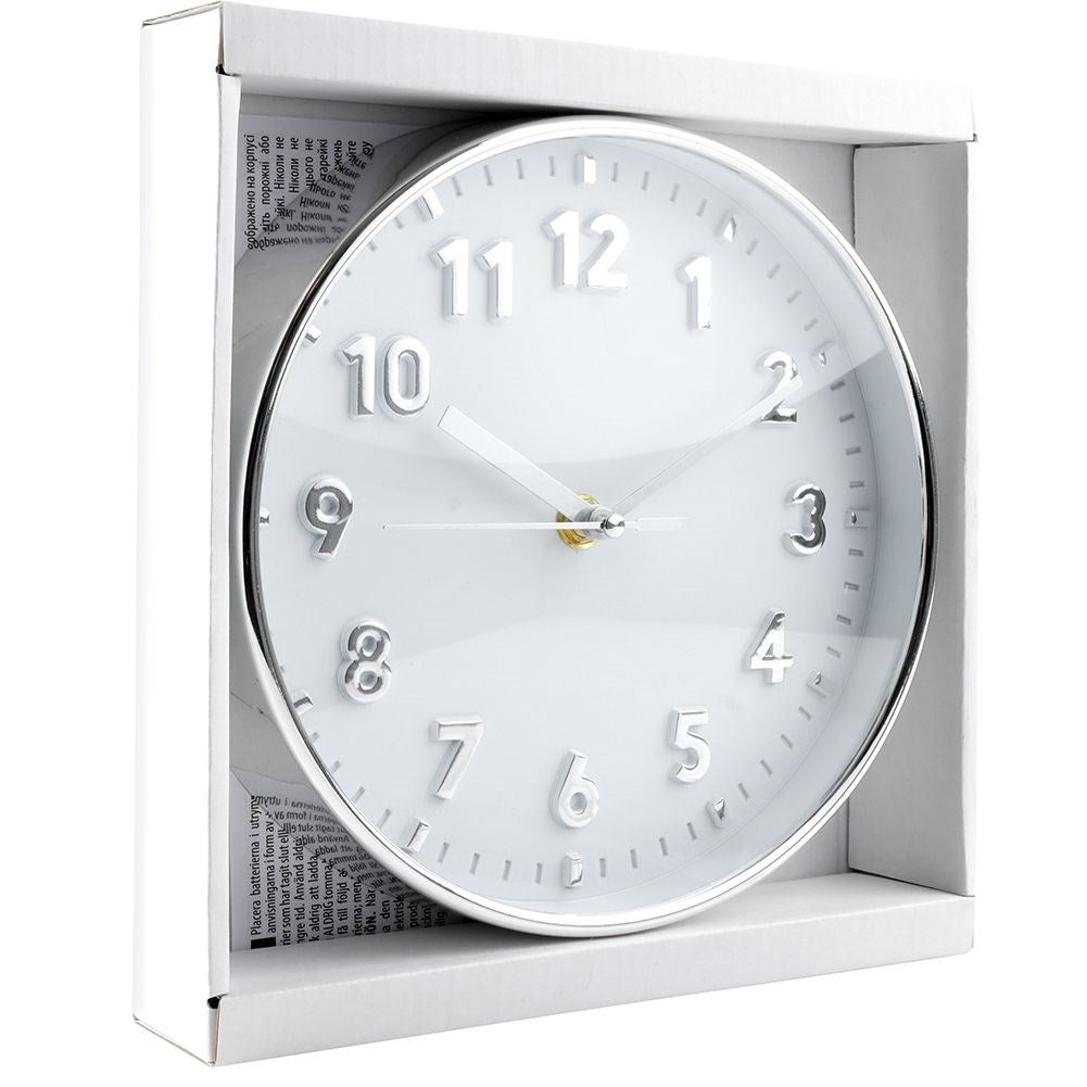 Classic wall clock 20 cm with clear silver numbers