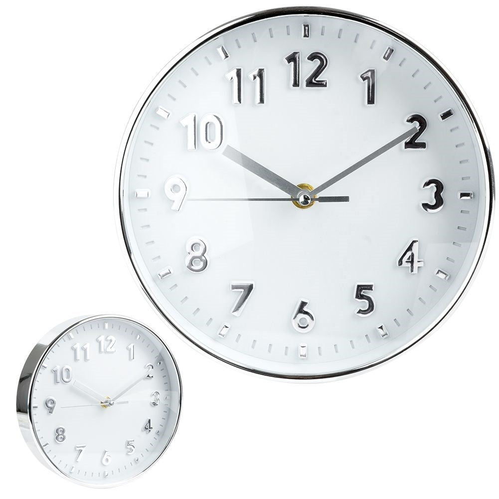 Classic wall clock 20 cm with clear silver numbers