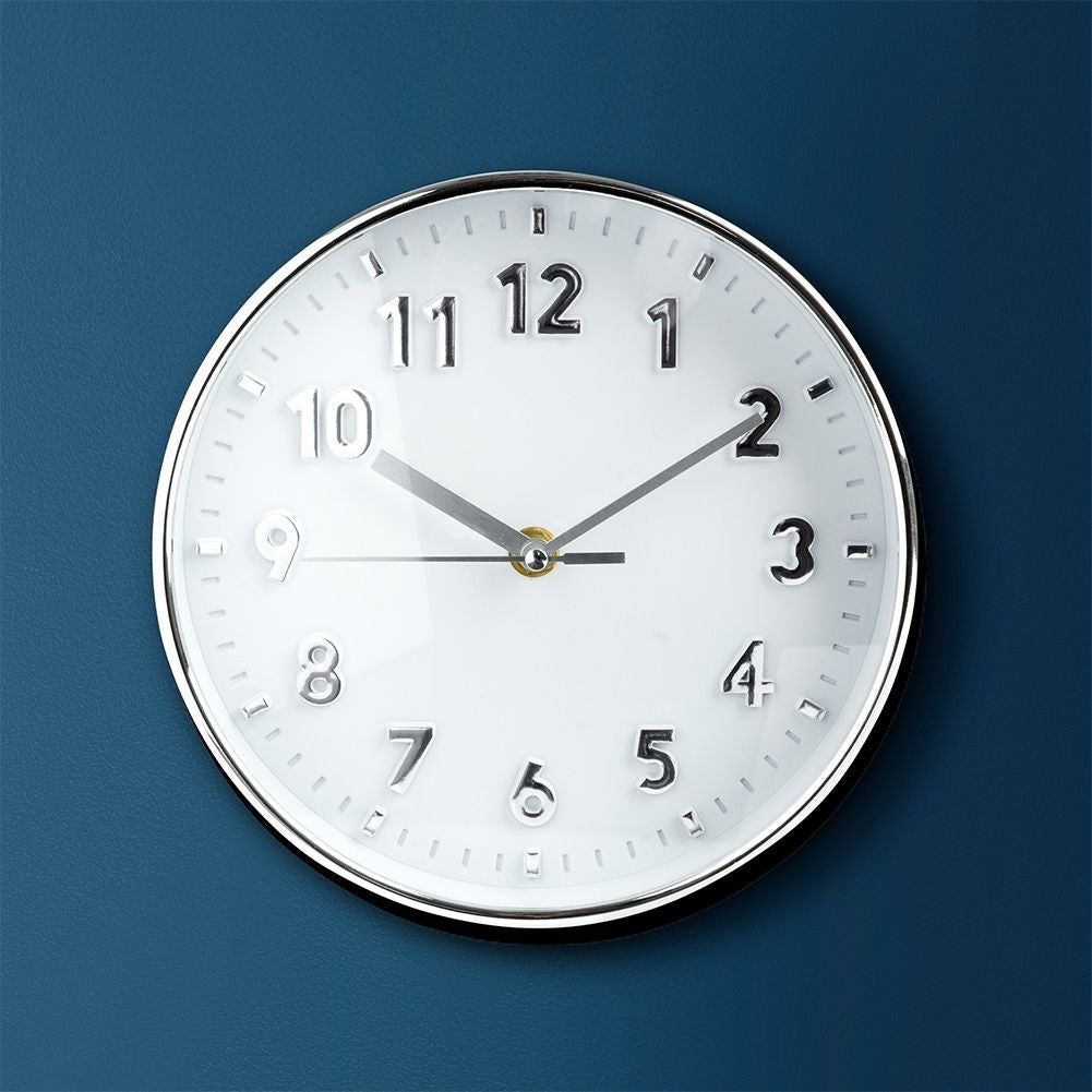 Classic wall clock 20 cm with clear silver numbers