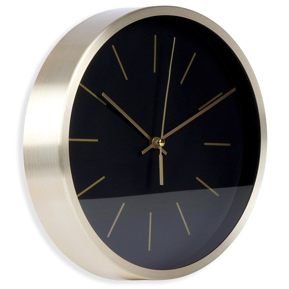 Classic wall clock 25 cm with black dial and gold frame