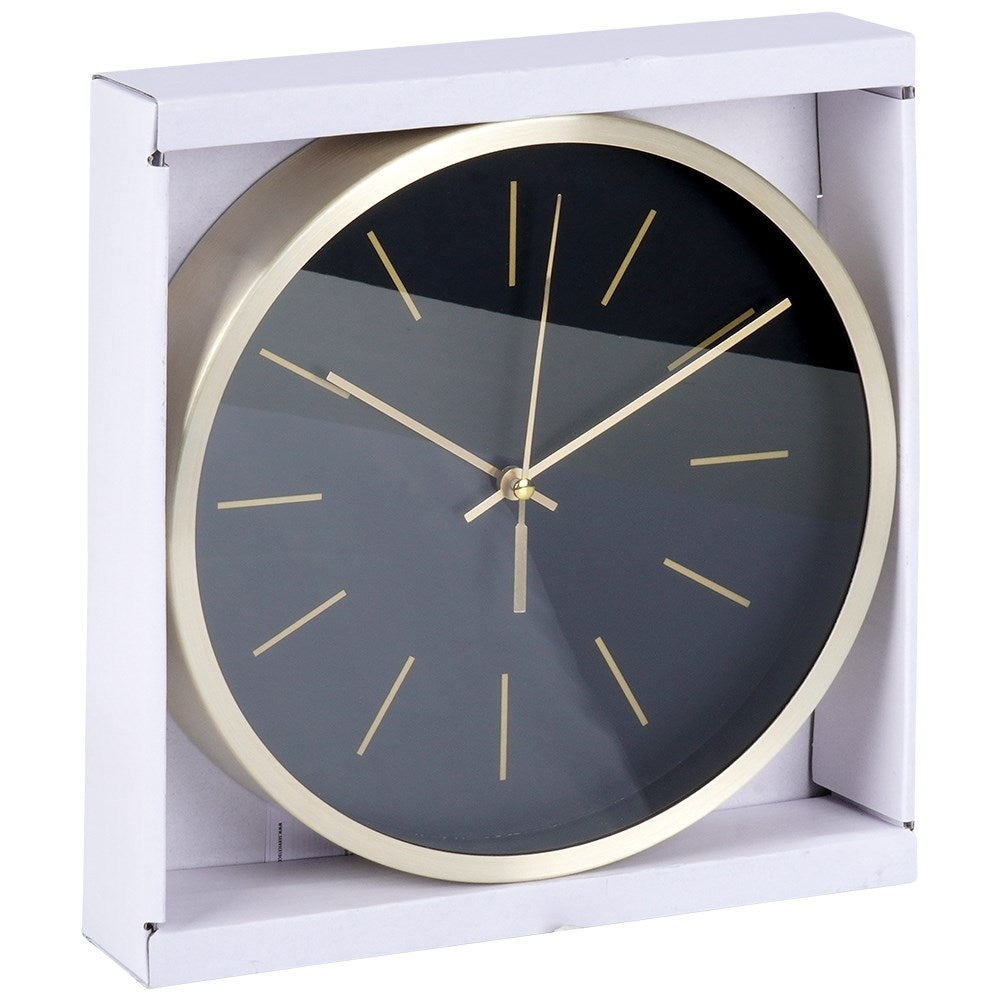 Classic wall clock 25 cm with black dial and gold frame