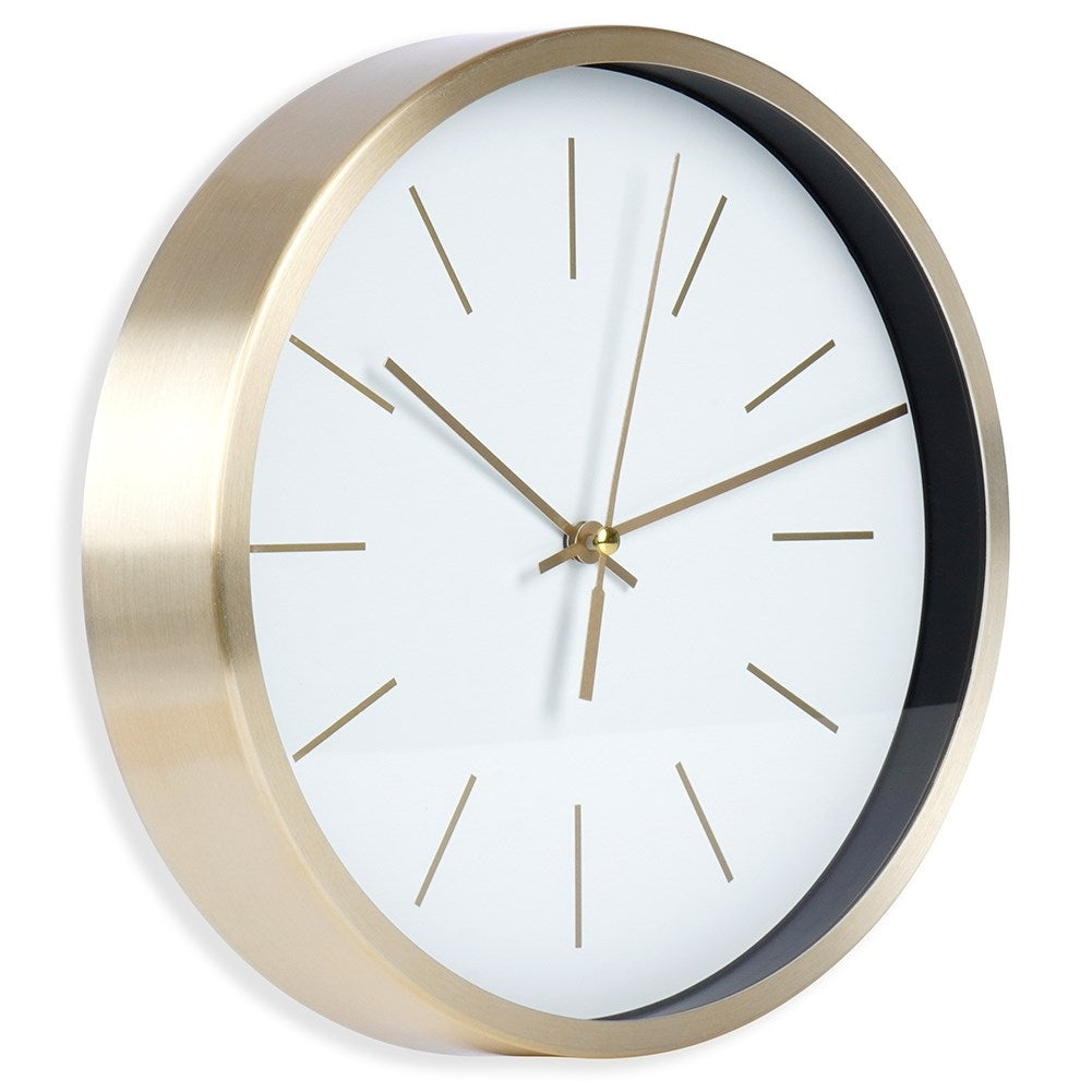 Classic wall clock 25 cm with white dial and gold frame
